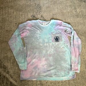 Ladies Southern Spirit long sleeve tie-dye Gulf Shores pocket t-shirt sz M